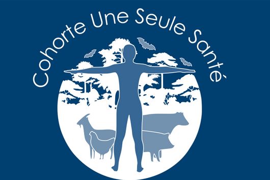 Logo Cohorte Une Seule Santé mit Figur und Tieren 