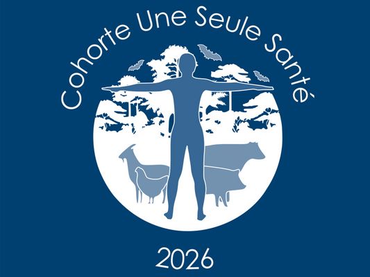 Logo Cohorte Une Seule Santé mit Figur und Tieren 