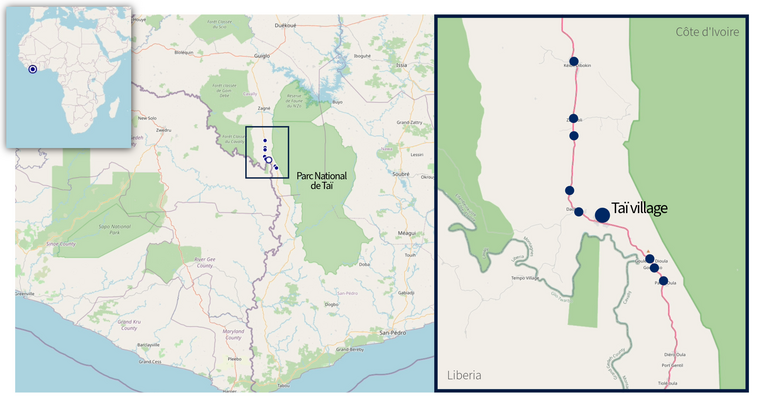 Karte der Region mit markierten Untersuchungszentren