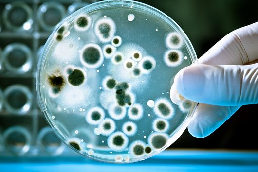 Agar plate with bacterial colonies